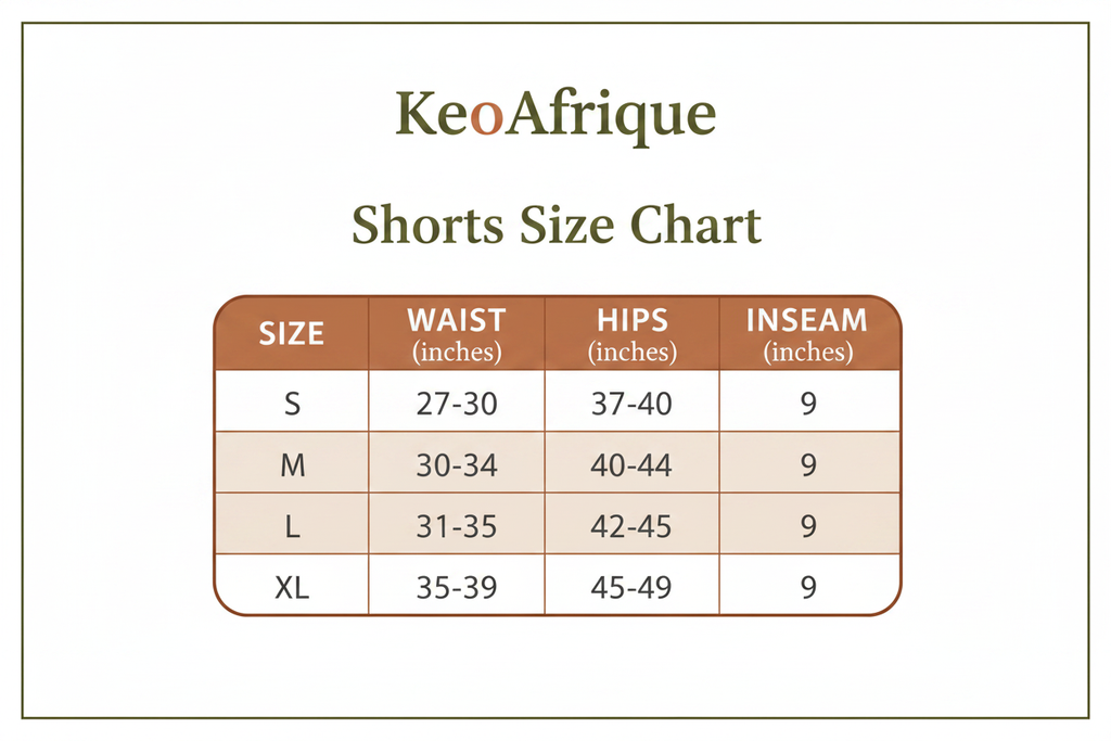 Shorts Size Chart