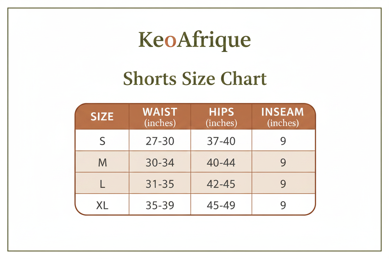 Shorts Size Chart